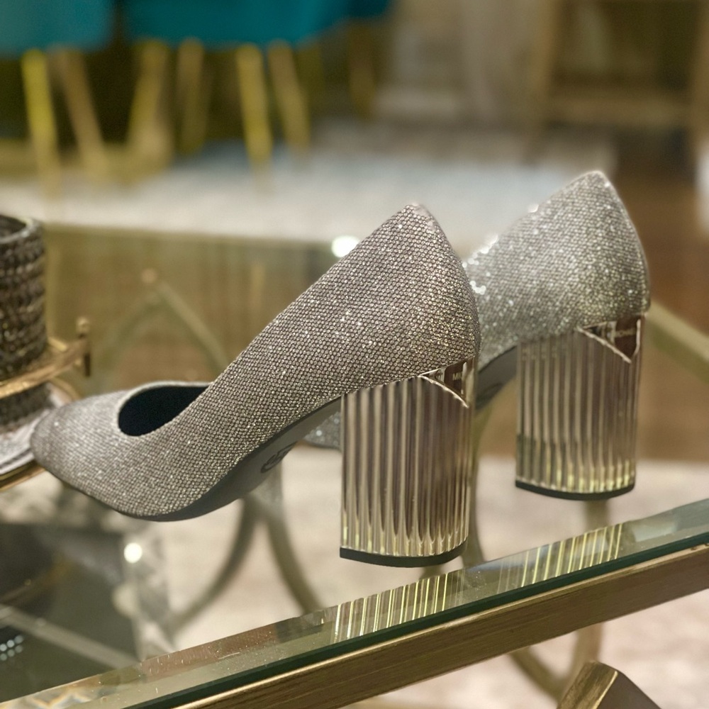 MICHAEL Michael Kors Glitter Silver Block Heels